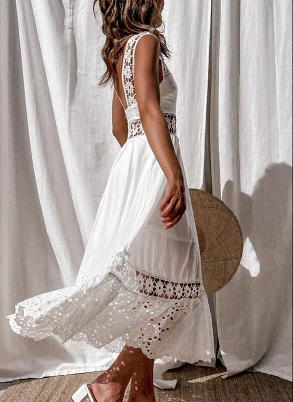 vmtvr Lace Patchwork Elegant Maxi Dress