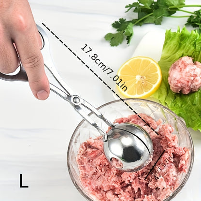 1pc Meat Ballers, Stainless Steel Non-stick Meatball Maker, Tongs, Cake Pop Meatball Maker Ice Tongs, Cookie Dough Scoop For Kitchen