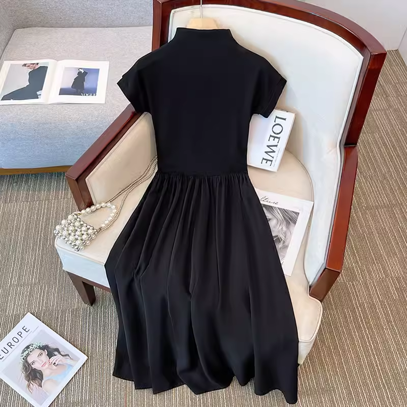 - little black dress half turtleneck A-line skirt for women summer GEU721