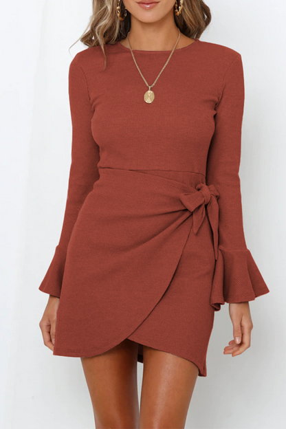 Flares Long Sleeve Knot Mini Dress