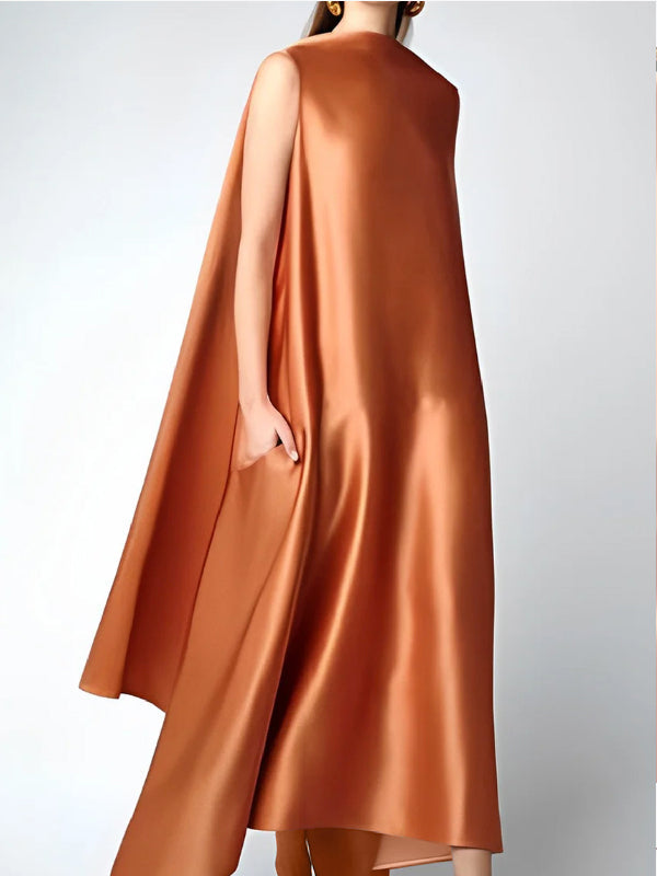 vmtvr - Loose Sleeveless Solid Color Round-Neck Maxi Dresses