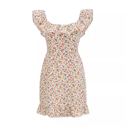 - women's summer retro square neck floral dress GEU1294