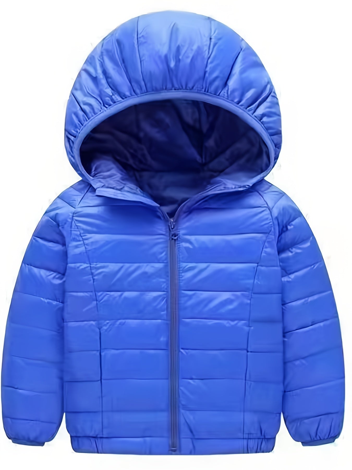 Kid's Solid Color Hooded Down Jacket, Light-weight Warm Zip Up Jacket, Boy's Clothes For Winter Outdoor, As Gift