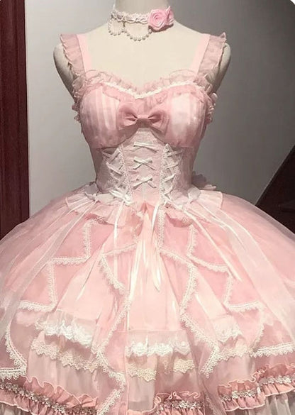 vmtvr harajuku fashion dress to impress Sunset Rose Summer Gentle Ballet Style Sling Dress Lolita Sweet Birthday Dress Princess Dress Summer