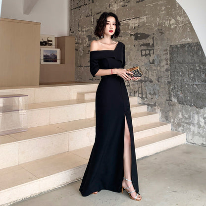 vmtvr dressBlack Evening Dress Women's New Banquet Elegant Long Elegant Dress Evening Dress