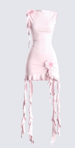 vmtvr  -  Pink Ruffle Rosette Dress