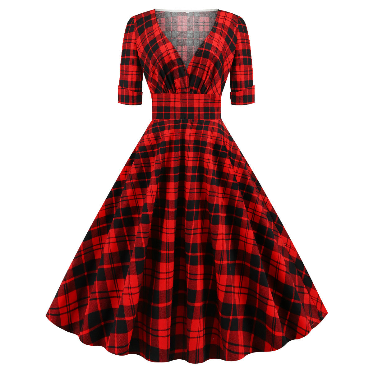 vmtvr pop culture dress to impress Plaid Printed Christmas Autumn and Winter Women's Clothing Ins Stitching Dress Pettiskirt