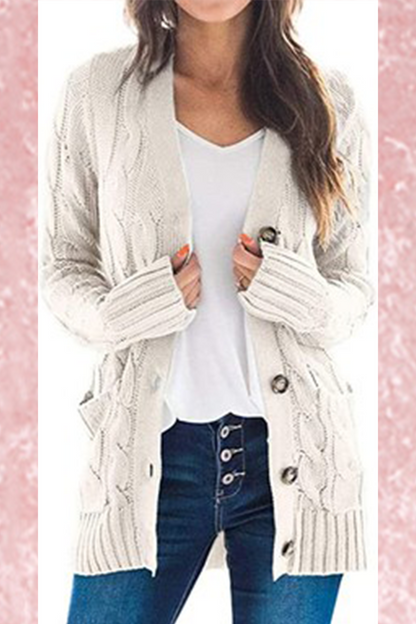 Casual Solid Split Joint Buckle Cardigan Collar Tops(5 colors)