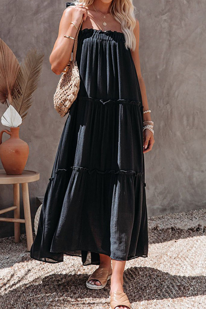 Casual Solid Split Joint Spaghetti Strap Cake Skirt Dresses(3 colors)