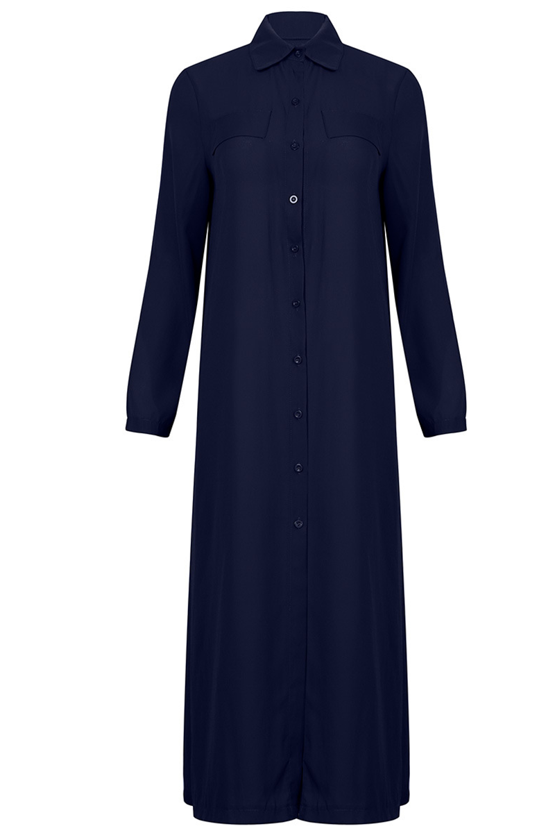 Casual Solid Patchwork Turndown Collar Shirt Dress Dresses(3 colors)