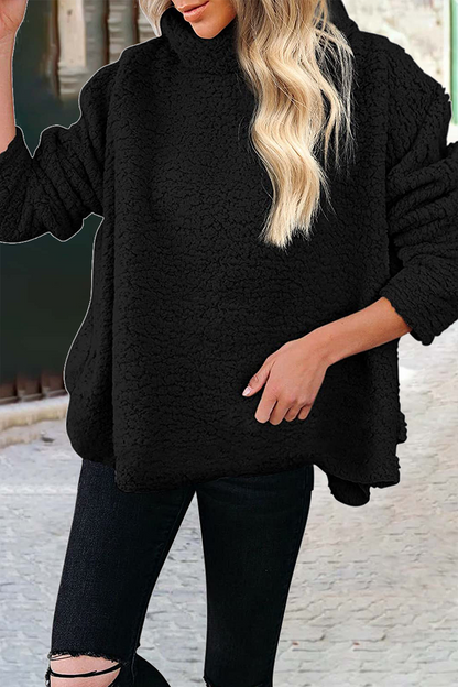 Casual Solid Patchwork Turtleneck Tops