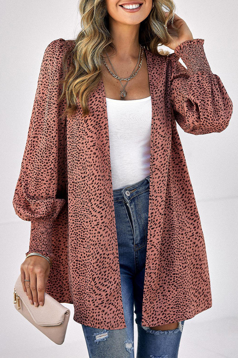 Elegant Leopard Printing Conventional Collar Tops(3 Colors)