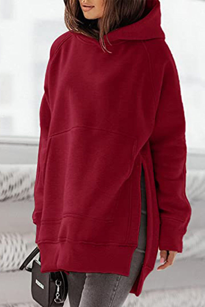 Casual Solid Solid Color Hooded Collar Tops