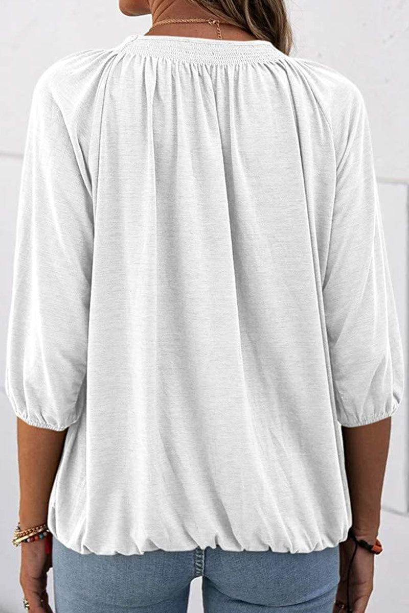 Casual Solid Solid Color O Neck Tops(9 Colors)