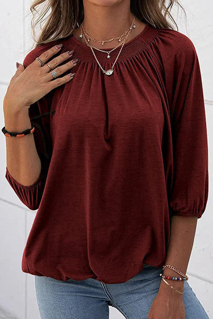 Casual Solid Solid Color O Neck Tops(9 Colors)