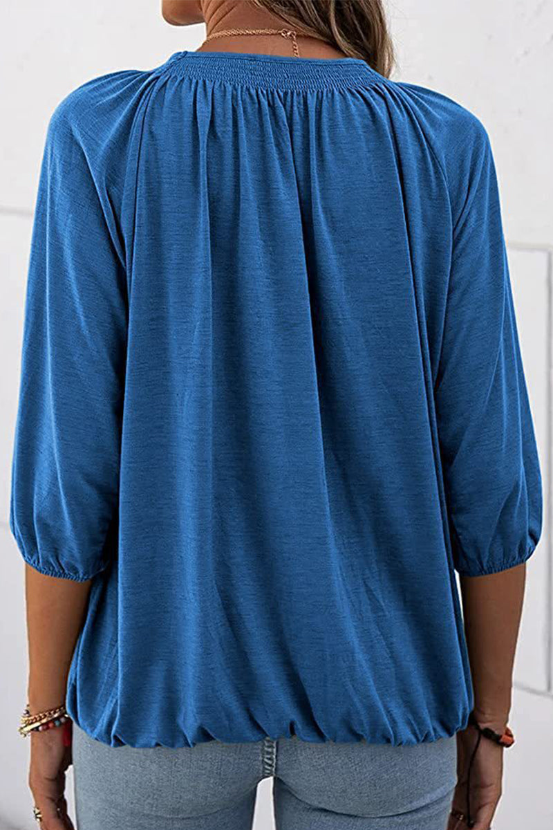 Casual Solid Solid Color O Neck Tops(9 Colors)