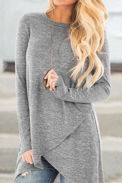 Casual Street Solid Color O Neck Long Sleeve Tops(7 Colors)