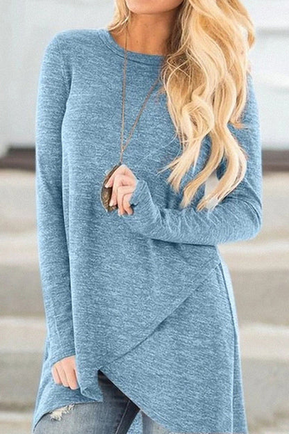 Casual Street Solid Color O Neck Long Sleeve Tops(7 Colors)