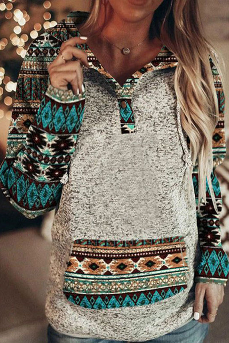 Casual Sweet Print Printing Hooded Collar Tops