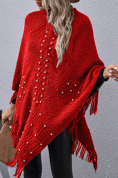 Casual Solid Tassel Rivets Asymmetrical O Neck Outerwear