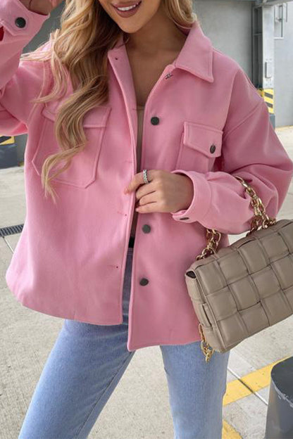 Casual Solid Solid Color Turndown Collar Outerwear