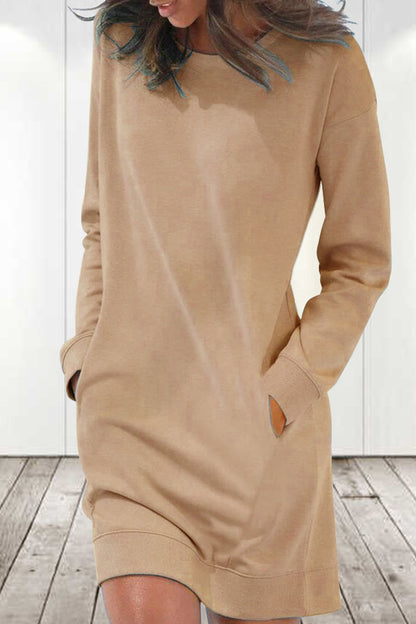 Casual Solid Solid Color O Neck Long Sleeve Dresses