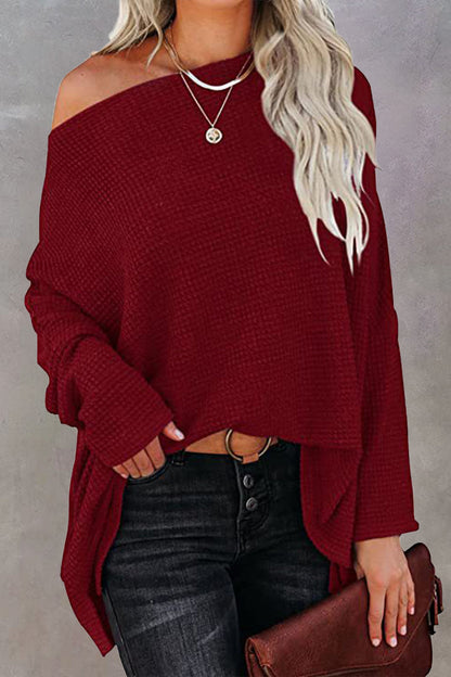 Casual Solid Solid Color Oblique Collar Sweaters(6 Colors)