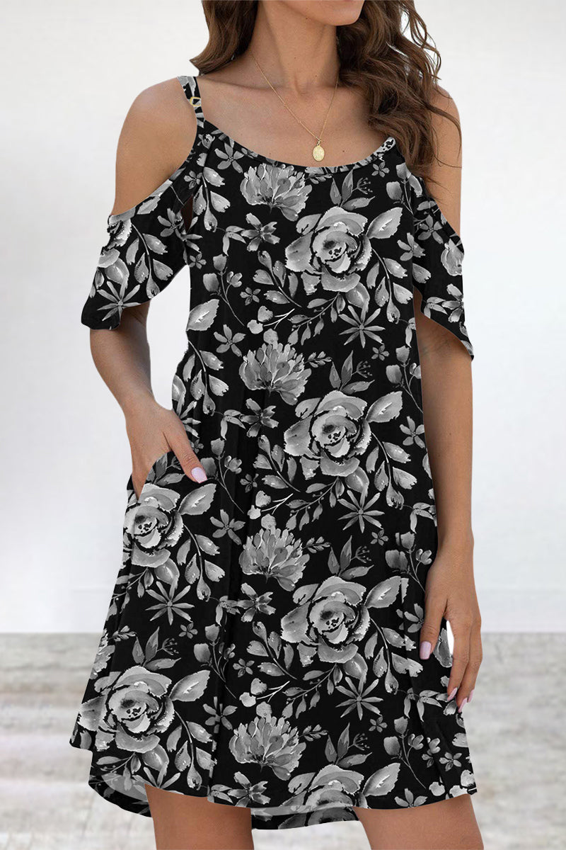 Elegant Print Flounce O Neck Dresses(11 Colors)