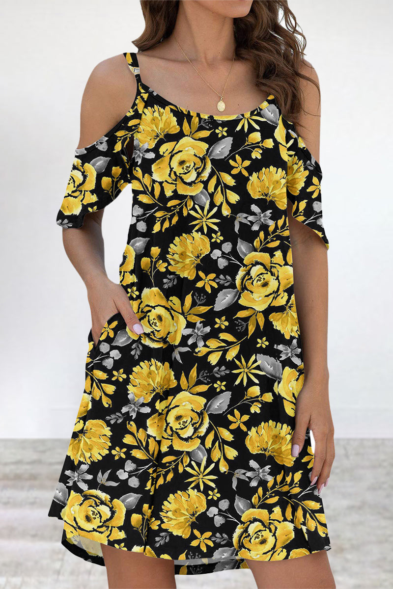 Elegant Print Flounce O Neck Dresses(11 Colors)