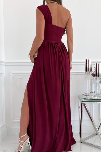 Elegant Formal Solid Asymmetrical Solid Color One Shoulder Irregular Dress Dresses(7 Colors)