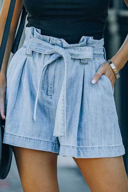 Casual Street Solid Make Old Frenulum Loose Denim Shorts