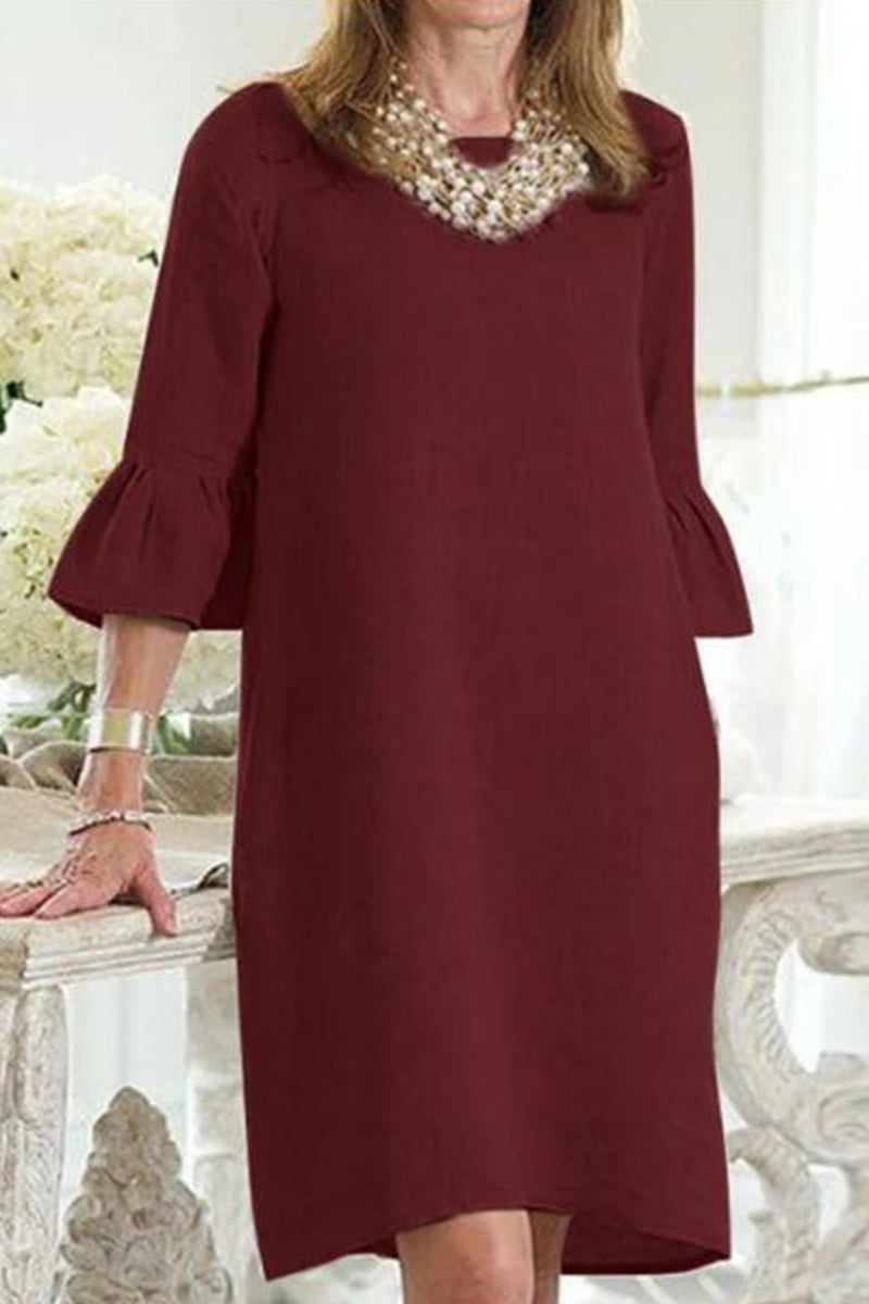 Casual Solid Solid Color O Neck A Line Dresses