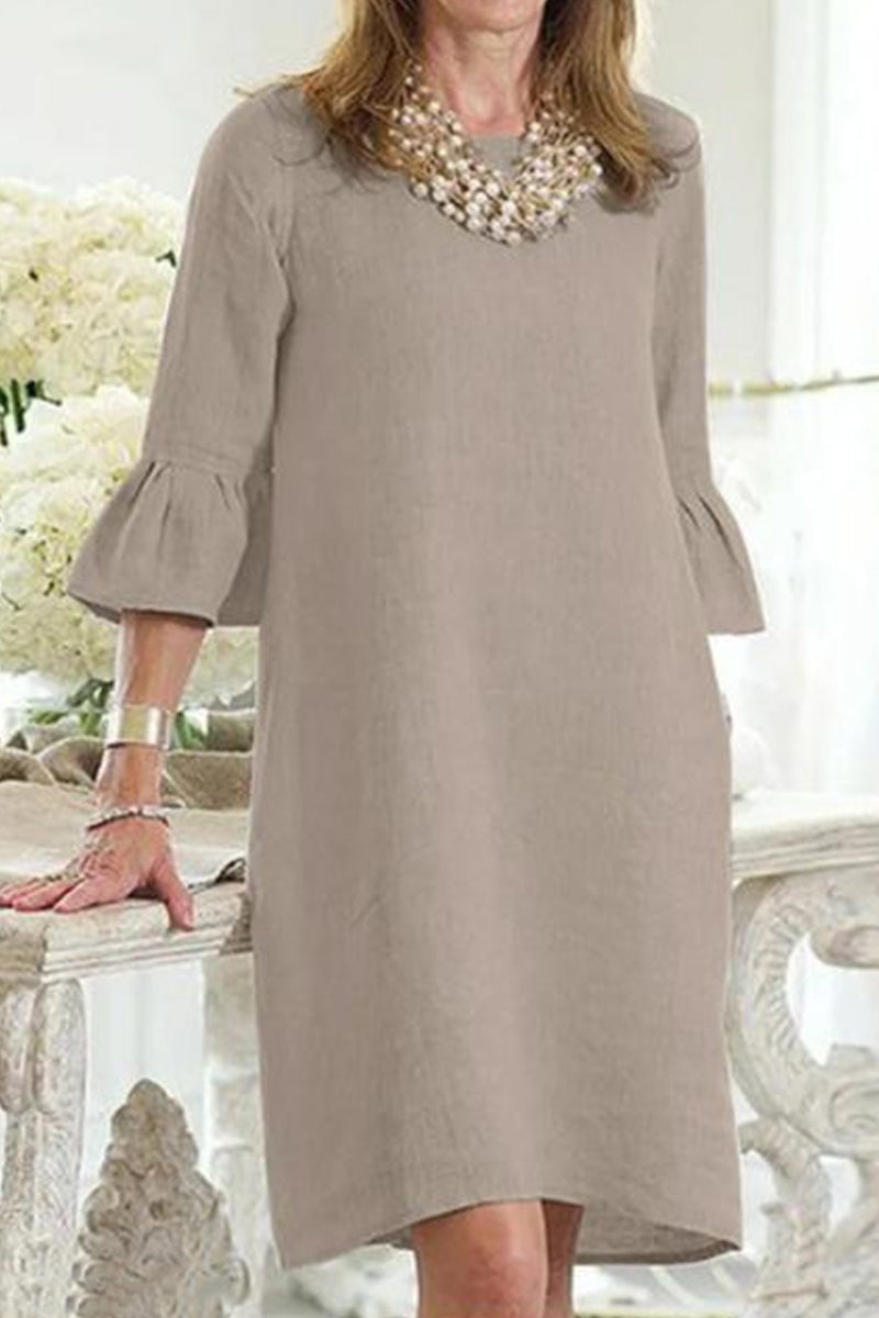 Casual Solid Solid Color O Neck A Line Dresses