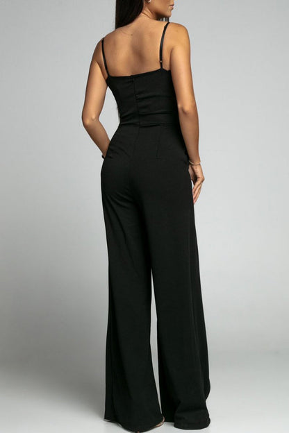 Celebrities Simplicity Solid Slit Solid Color Square Collar Regular Jumpsuits(6 Colors)