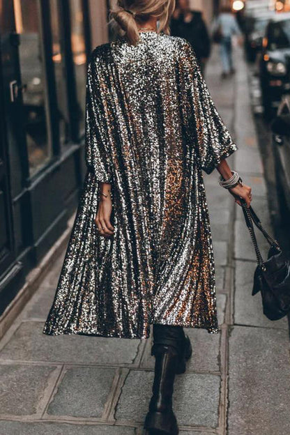 Casual Street Solid Sequins Sequined U Neck Outerwear