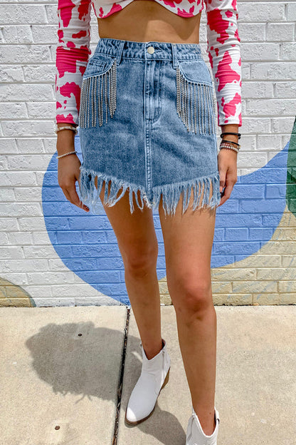 Casual Street Solid Hot Drill High Waist Denim Skirts