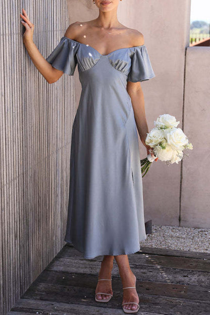 Elegant Solid Flounce V Neck A Line Dresses(3 Colors)