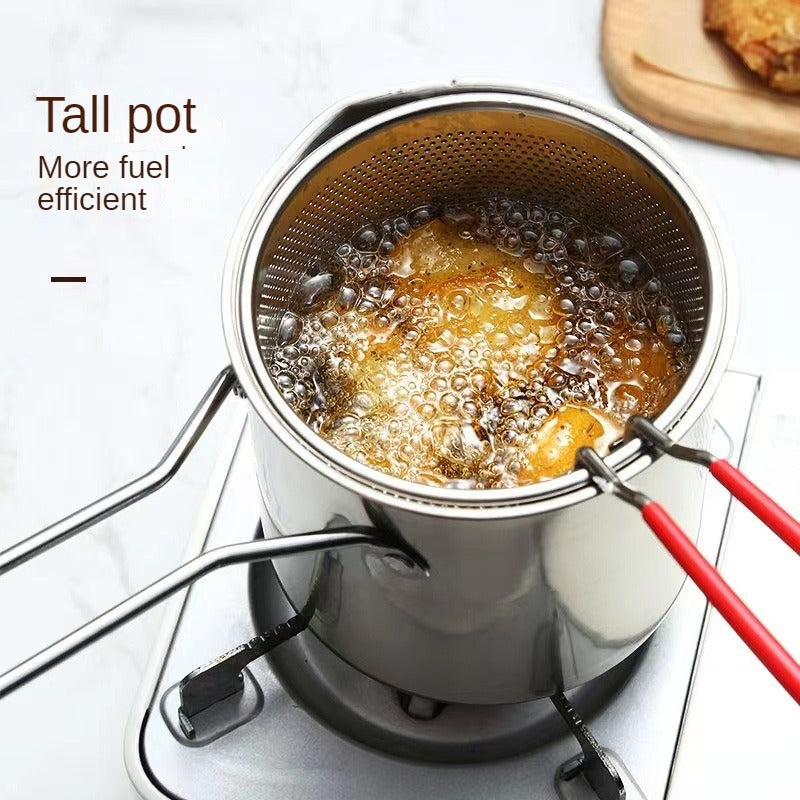 Versatile Stainless Steel Deep Fry Pot - Perfect for Crispy Tempura, Fries, Chicken | Safe, Durable & Easy-Clean