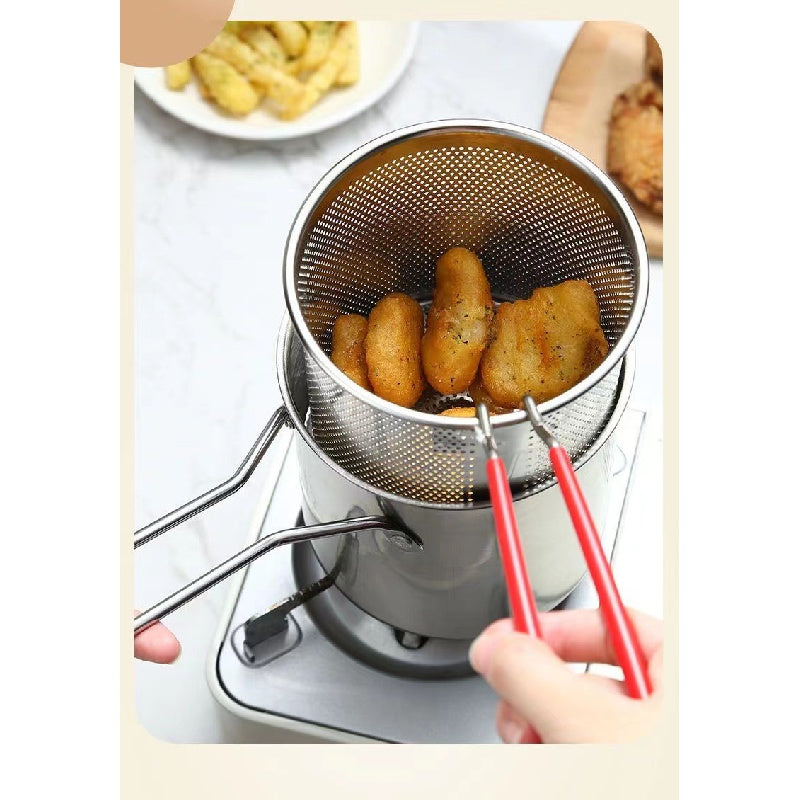 Versatile Stainless Steel Deep Fry Pot - Perfect for Crispy Tempura, Fries, Chicken | Safe, Durable & Easy-Clean