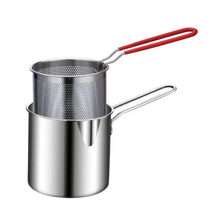 Versatile Stainless Steel Deep Fry Pot - Perfect for Crispy Tempura, Fries, Chicken | Safe, Durable & Easy-Clean