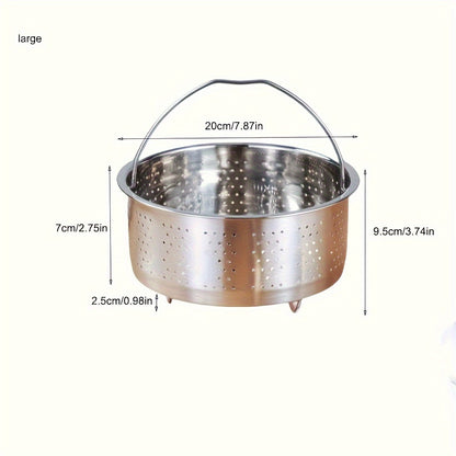 1pc Premium Stainless Steel Steamer Basket - Electric Rice Cooker Compatible, Multi-Functional Food Heater, Safe Scald-Proof Handle Base, Perfect for Vegetable & Fruit Drain