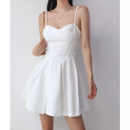 - White A-line Mini Dress  GEU1363