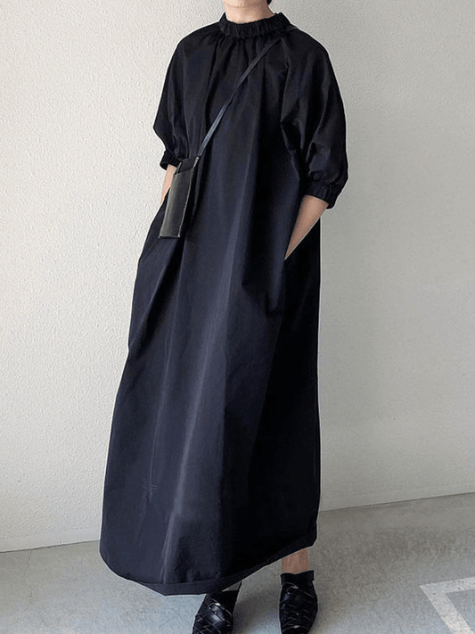 vmtvr - Stand Collar Graceful A-line Long Dress