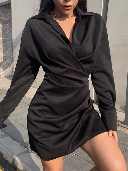 - v-neck shirt black dress GEU974