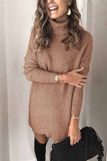 vmtvr -  Casual Turtleneck Midi Dress