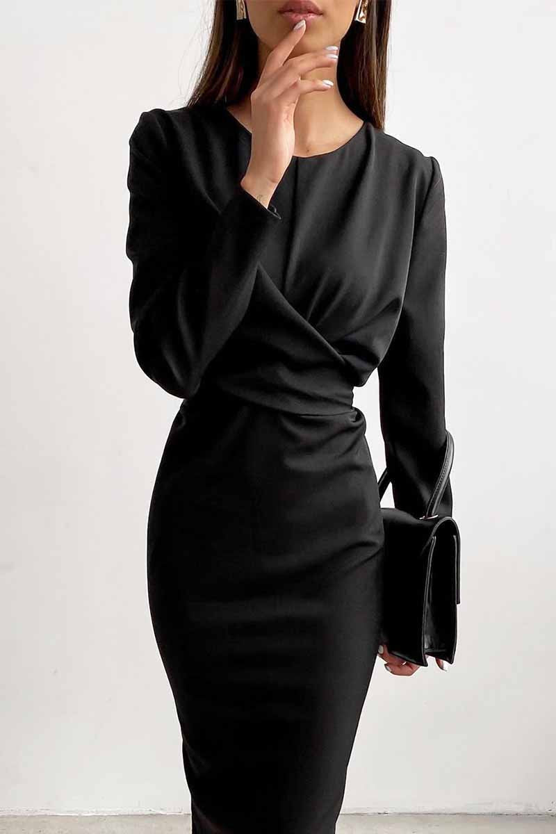 vmtvr Fashion Long Sleeve Waist Midi Dress