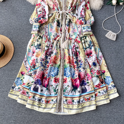 vmtvr- Women's autumn palace-style high-end printed dress GEU536