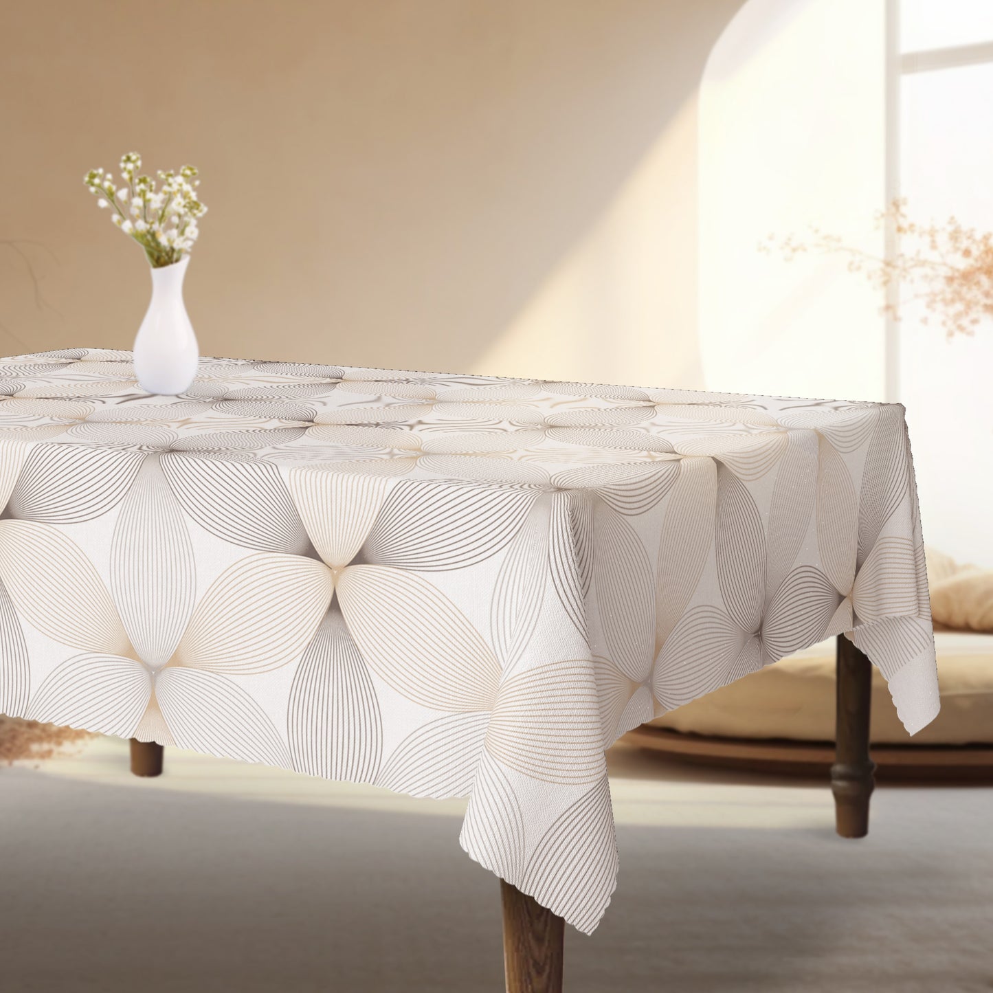 1pc Elegant Polyester Tablecloth with Waterproof Design - Geometric & Floral Patterns, Wrinkle-Free, Perfect for Indoor/Outdoor Dining