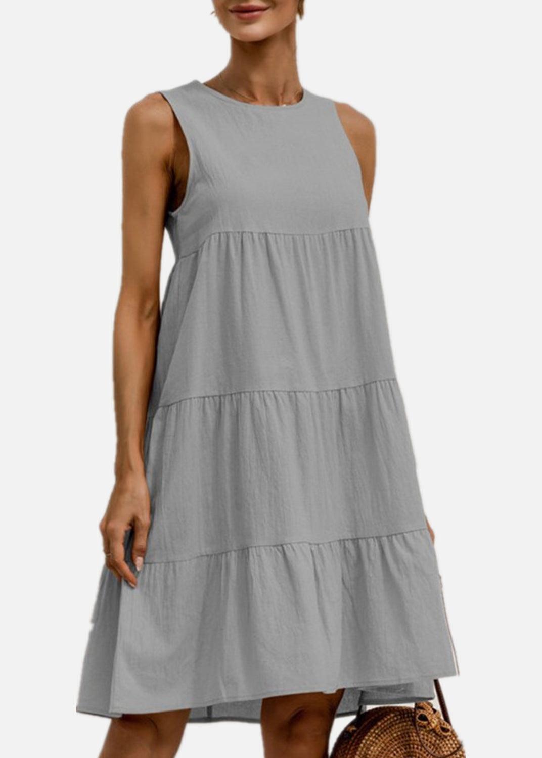 vmtvr - Cotton Loose Solid Midi Dress