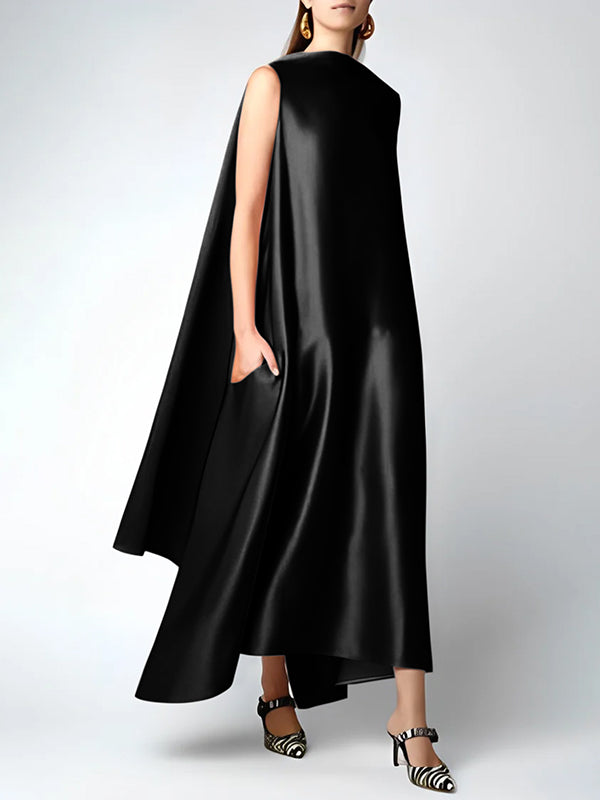 vmtvr - Loose Sleeveless Solid Color Round-Neck Maxi Dresses